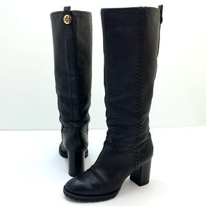 Tory Burch Black Pebbled Leather Boots
